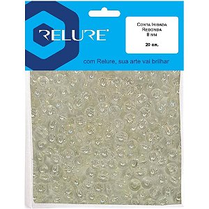 Miçanga Esfera Irisada 8MM 20G Transparente