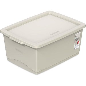 Caixa Plástica Multiuso Linho 15L com Tampa