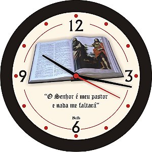 Relógio de Parede Redondo Biblia Preto 21,7CM