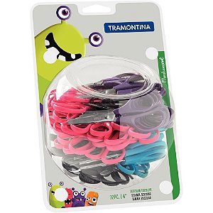 Tesoura Escolar Supercort Monster Tramontina 10CM Color - Display com 72 Unidades