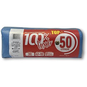Saco para Lixo 50L Azul 63X80CM 26 Micras Rolo com 30 Unidades