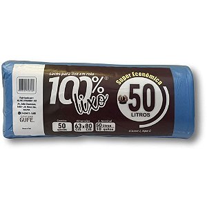 Saco para Lixo 50L Azul - Rolo com 50 Unidades