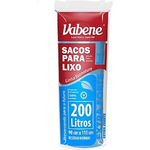 Saco para Lixo 200L Azul 90X115CM 50 Micras Rolo com 5