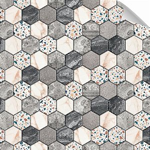 Papel de Parede Plástico Adesivo 45CMX15M Azulejo Colméia