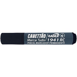 Pincel Marcador Permanente Ponta Chanfrada Recarregável Preto - CX. com 12