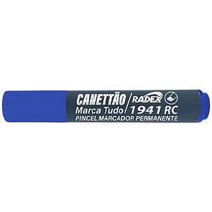 Pincel Marcador Permanente Ponta Chanfrada Recarregável Azul - Caixa com 12