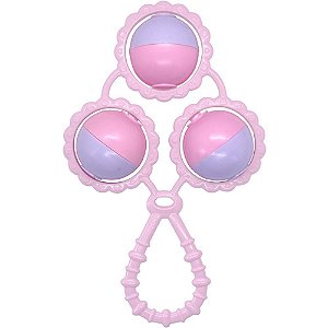 Mordedor e Chocalho 3 Bolas Rosa