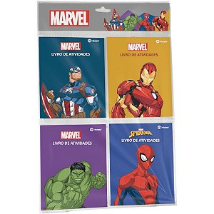 Livro de Atividades Marvel Solapa 10,5X13,5 24 Páginas - Pacote com 04