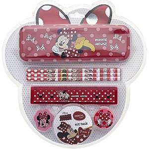 Kit Escolar Minnie 7 Peças com Estojo Metálico