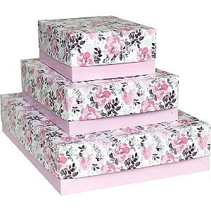 Caixa para Presente com Tampa Natureza Pequena 19X14,5X7,5 Sortida Pacote com 20