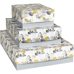 Caixa para Presente com Tampa Natureza Grande 35X25,5X7,5CM - Sortida, Pacote com 12