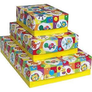 Caixa para Presente com Tampa Festas Pequena 19X14,5X7,5 Sortido - Pacote com 20