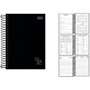 Agenda 2025 Spice Espiral Preta 160 Folhas 145 X 205 MM - Pacote com 5