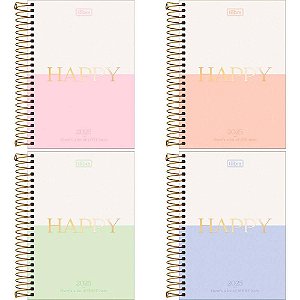Agenda 2025 HAPPY Capa Dura Especial 176 Folhas 129X187MM Pacote com 05