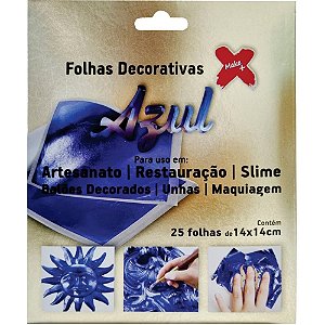 Folha Decorada para Artesanato 14X14CM Azul – Pacote com 25 Folhas Make+