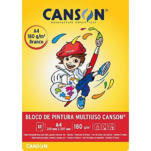 Bloco para Educação Artística Pintura Multiuso A4 180G 12 Folhas Branco