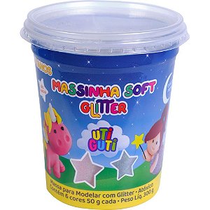 Massa para Modelar Glitter 300G Utiguti - 6 Unidades de 50G