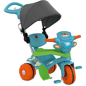 Triciclo Velocipede com Capota para Passeio e Pedal Azul