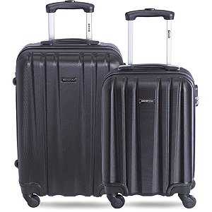 Mala de Viagem 4 Life BORDO-M ABS 360 Preto - KIT com 2 Peças