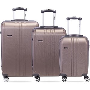 Mala de Viagem Gama 3 ABS 360 P-M-G Bronze - KIT com 3 Peças