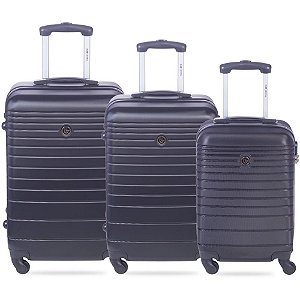 Mala de Viagem TO Trável ABS 360 P-M-G Preto - KIT com 3 Peças