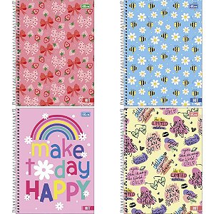 Caderno 10X1 Capa Dura HIT Feminino 160 Folhas 50G. PCT C/04