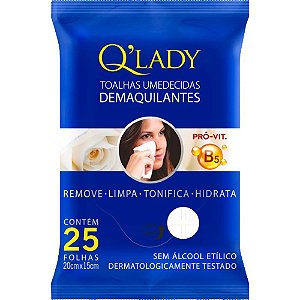 Toalhas Umedecidas Q’ LADY Demaquilante 25 Folhas