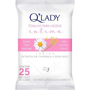 Toalhas Umedecidas íntimas Q’LADY - 25 Folhas