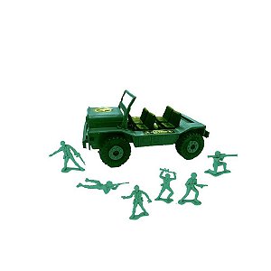 Miniatura Colecionável Forças ARMADAS com Jipe 6 Peças Pacote