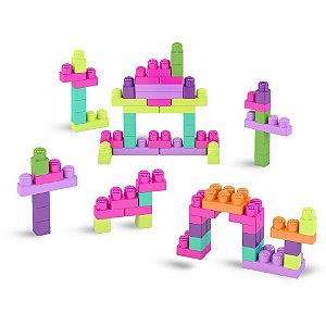 Brinquedo para Montar Super Caixa Divertida Rosa 90 Peças