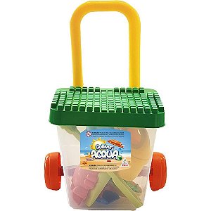 Baldinho de Praia Balde Carrinho de Puxar 8 Peças - Gulliver Acqua