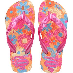 Chinelo Havaianas Infantil KIDS Flores 25/6 Pessego PAR