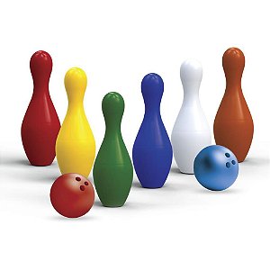 Boliche Colorido com 6 Pinos 29CM + 2 Bolas