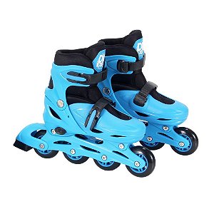 Patins KIT Inline Ajustável Azul Tamanho 34-37