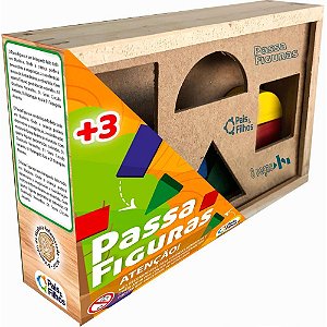 Brinquedo Pedagógico Madeira Passa Figuras 8 Peças Estojo