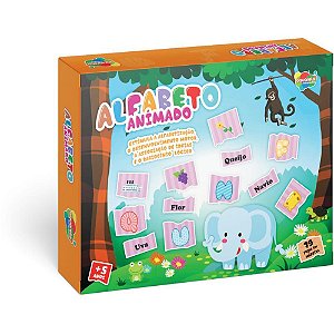 Brinquedo Pedagógico Madeira Alfabeto Animado 79 Peças