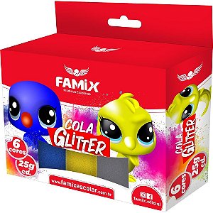 Cola com Glíter Tubo 25G - 6 Cores Sortidas