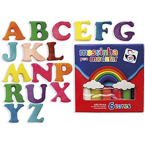 Massa para Modelar Criativa Letras 06 Cores com Acessórios