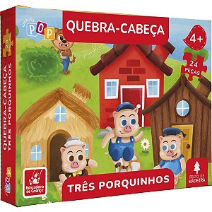 QUEBRA-CABEÇA de Madeira TRÊS Porquinhos 24 Peças
