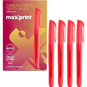 Caneta Marca Texto Needs Vermelha Caixa com 12
