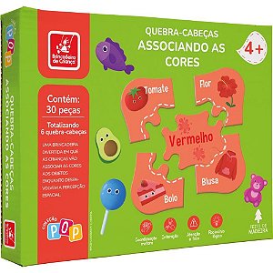 QUEBRA-CABEÇA Madeira Associando as Cores 30 Peças