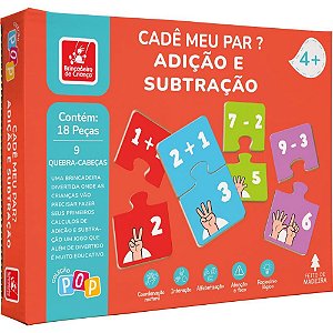 QUEBRA-CABEÇA Madeira Cadê Meu PAR? Adição e Subtração 18 Peças