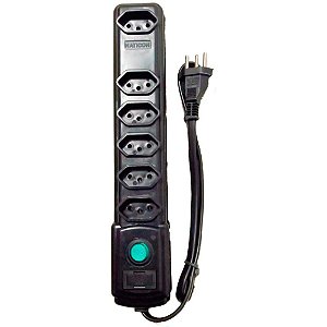 Filtro de Linha com 6 Tomadas 1,0M Bivolt com Fusível - Preto