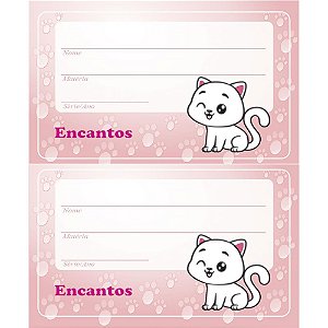 Etiqueta Escolar Decorada Gatinho 50X80MM - Cartela com 8 Unidades