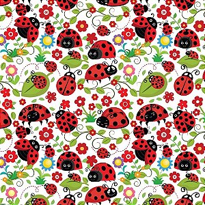 Papel de Presente Bobina Couchê 60CM Joaninhas MOD. 195 - 100M