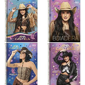 Caderno Espiral 1X1 Capa Dura ANA Castela 80 Folhas Pacote com 4 Unidades