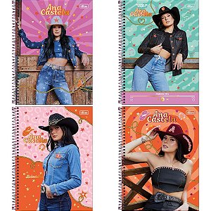 Caderno 10X1 Capa Dura ANA Castela 160 Folhas - Pacote com 4 Unidades