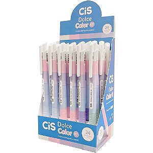 Caneta Esferográfica CIS Dolce Color 0.4MM Retrátil - Display com 24 Unidades