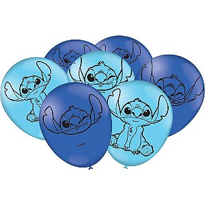 Balão Decorado N.09 STITCH Latex Pacote com 25 Unidades