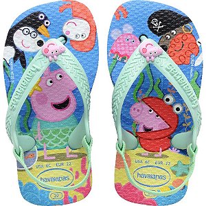 Chinelo Havaianas Infantil BABY Peppa PIG Azul Lavanda Tamanho 22